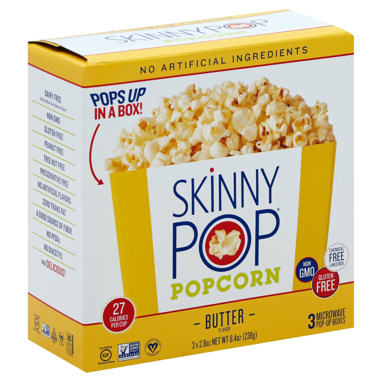 Skinny Pop Popcorn, Butter Flavor 3 Ea, Popping Corn