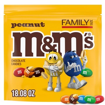 M&M'S Peanut Milk Chocolate Candy - Family Size, 18.08 oz