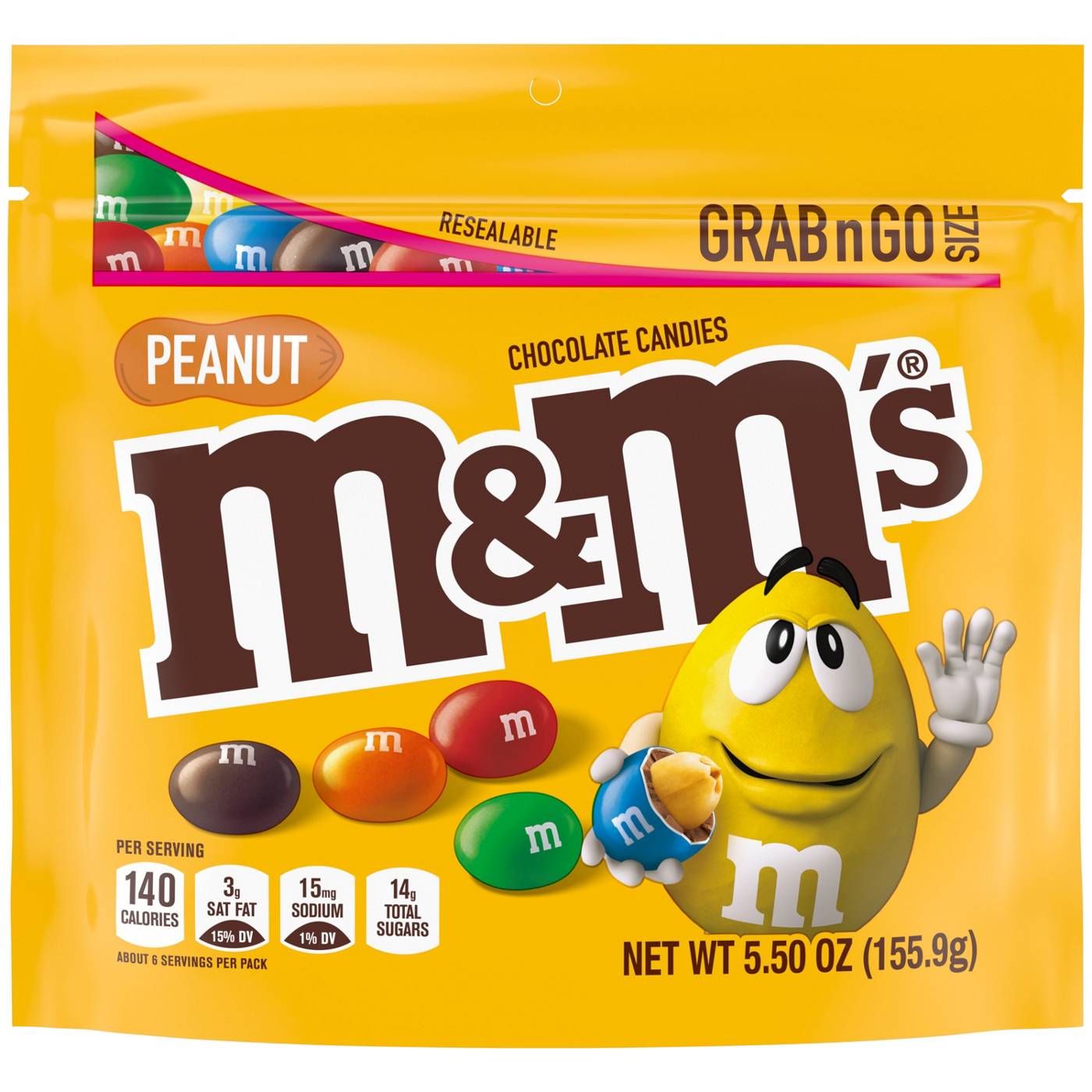 M&M's Peanut Chocolate Candy Grab & Go Size Bag; image 1 of 2