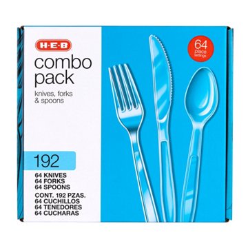H-E-B Plastic Knives, Forks & Spoons Combo Pack - Clear, 192 ct