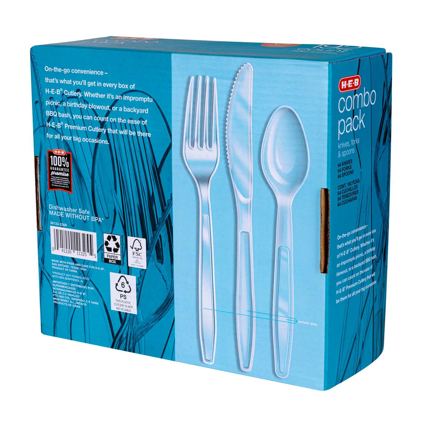 H-E-B Plastic Knives, Forks & Spoons Combo Pack - Clear; image 3 of 5