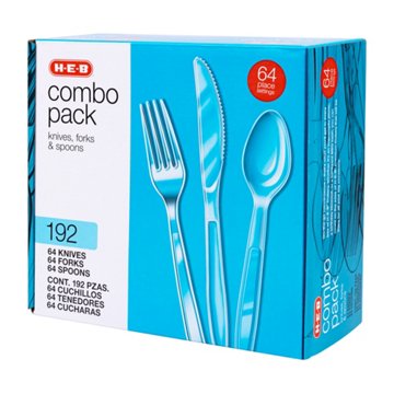 H-E-B Plastic Knives, Forks & Spoons Combo Pack - Clear, 192 ct