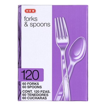 H-E-B Plastic Forks & Spoons Combo Pack - Clear, 120 ct