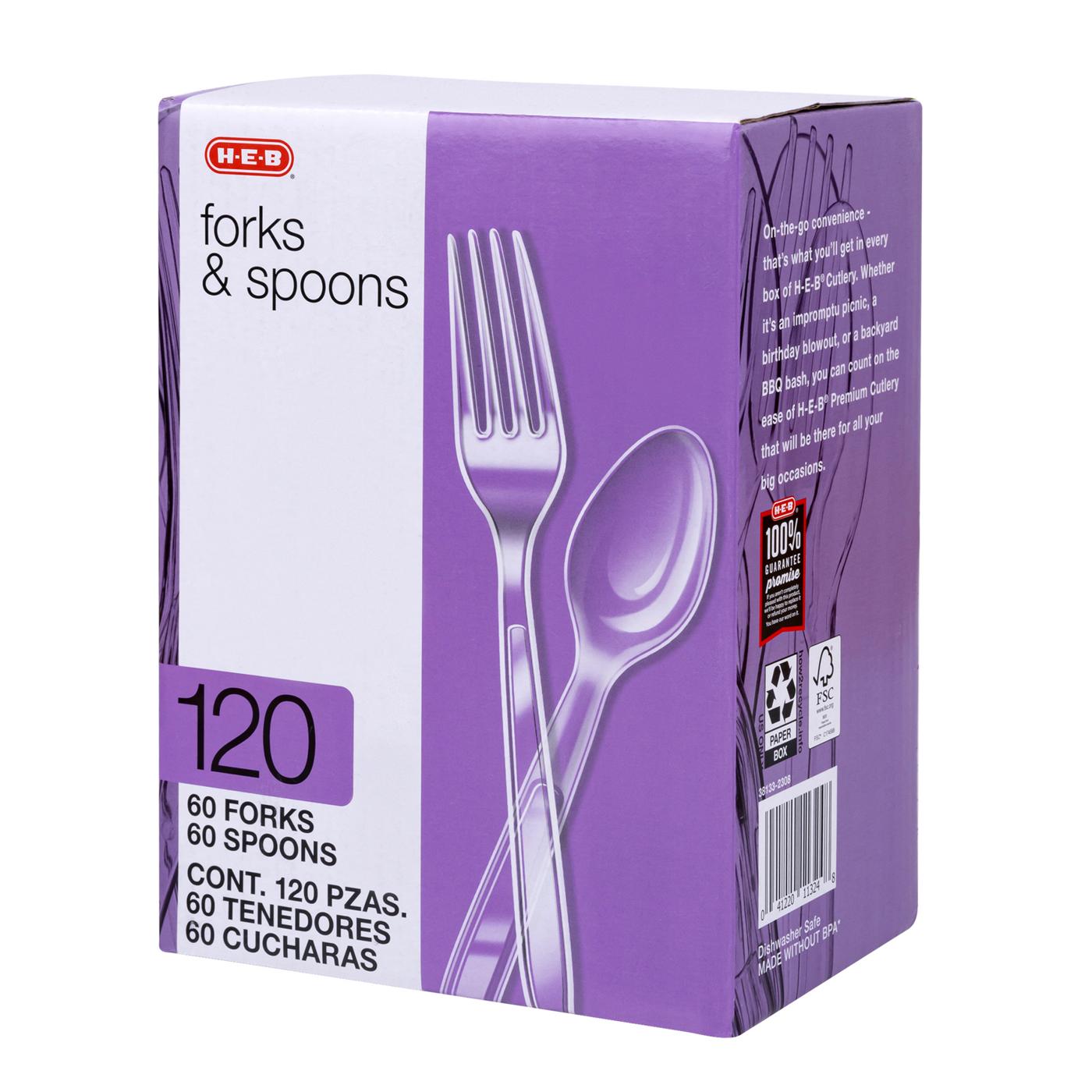 HEB Plastic Forks & Spoons Combo Pack Clear Shop Flatware