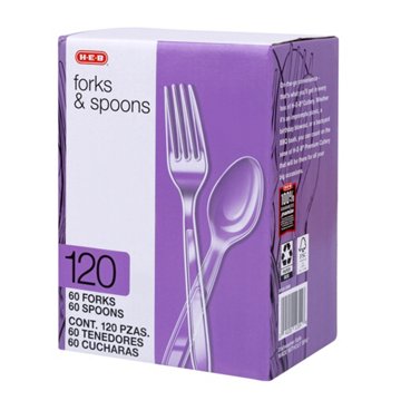 H-E-B Plastic Forks & Spoons Combo Pack - Clear, 120 ct