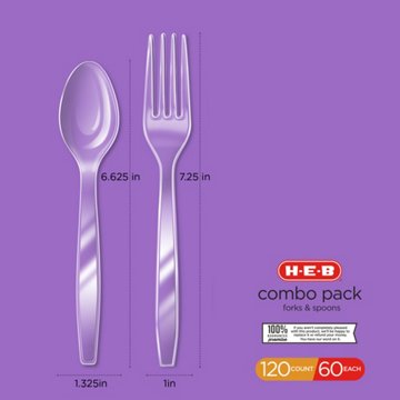H-E-B Plastic Forks & Spoons Combo Pack - Clear, 120 ct