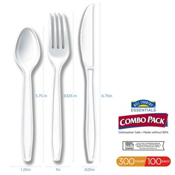 Hill Country Essentials Plastic Knives, Forks & Spoons Combo Pack - White, 300 ct