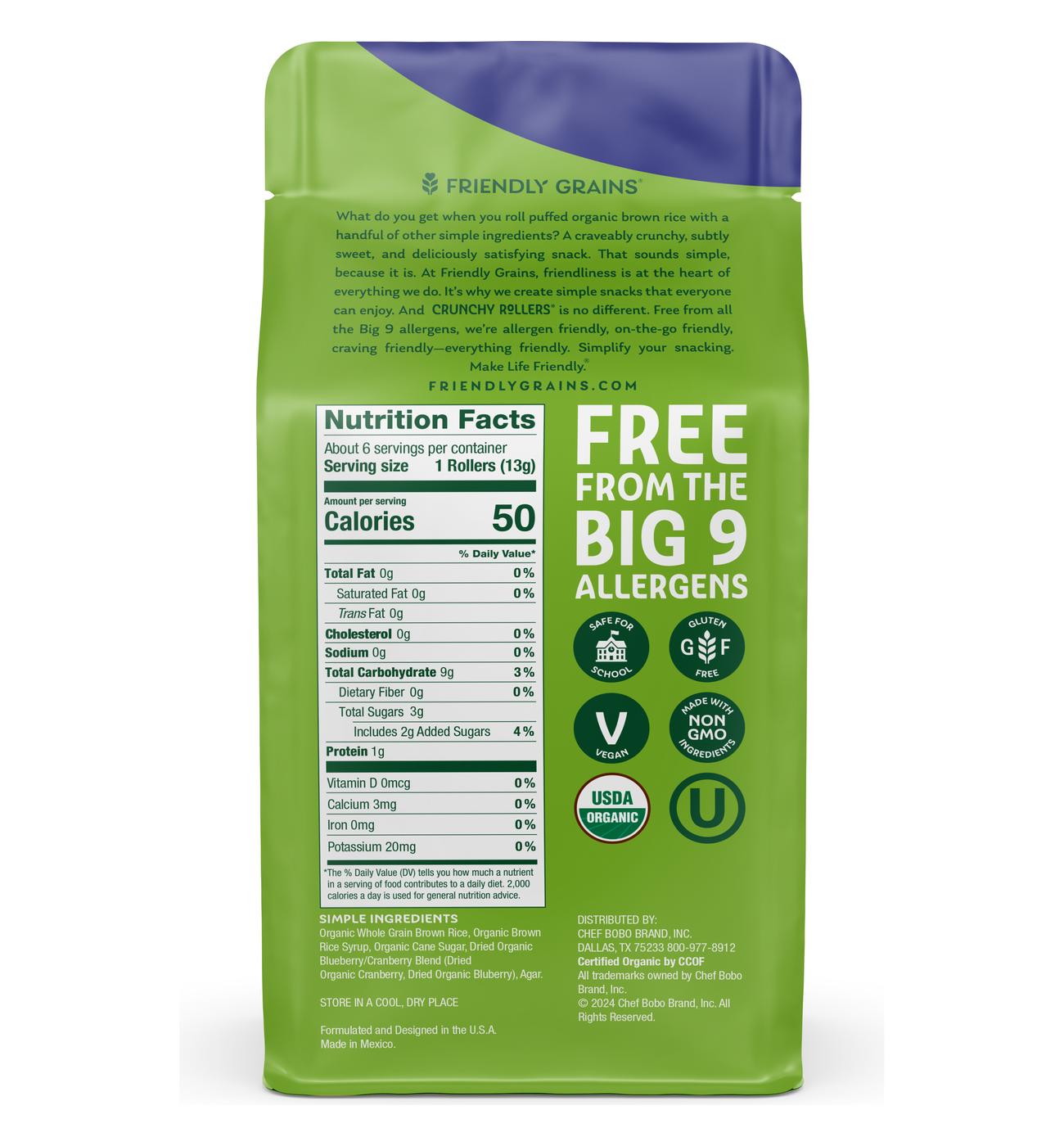 Friendly Grains Crunchy Rollers Mixed Berry Rice Snacks; image 2 of 3