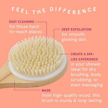 Cleanlogic Wooden Handle Bristle Bath Brush