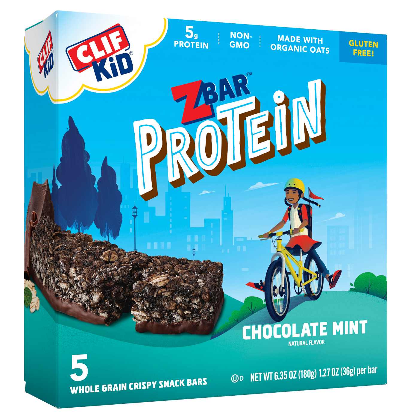 Clif Kid ZBar 5g Protein Snack Bars - Chocolate Mint; image 1 of 8