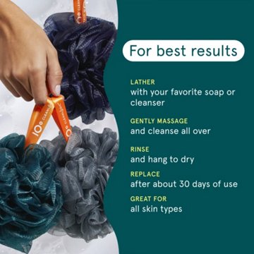 Cleanlogic Sport High Performance Mesh Loofah Bath Sponge