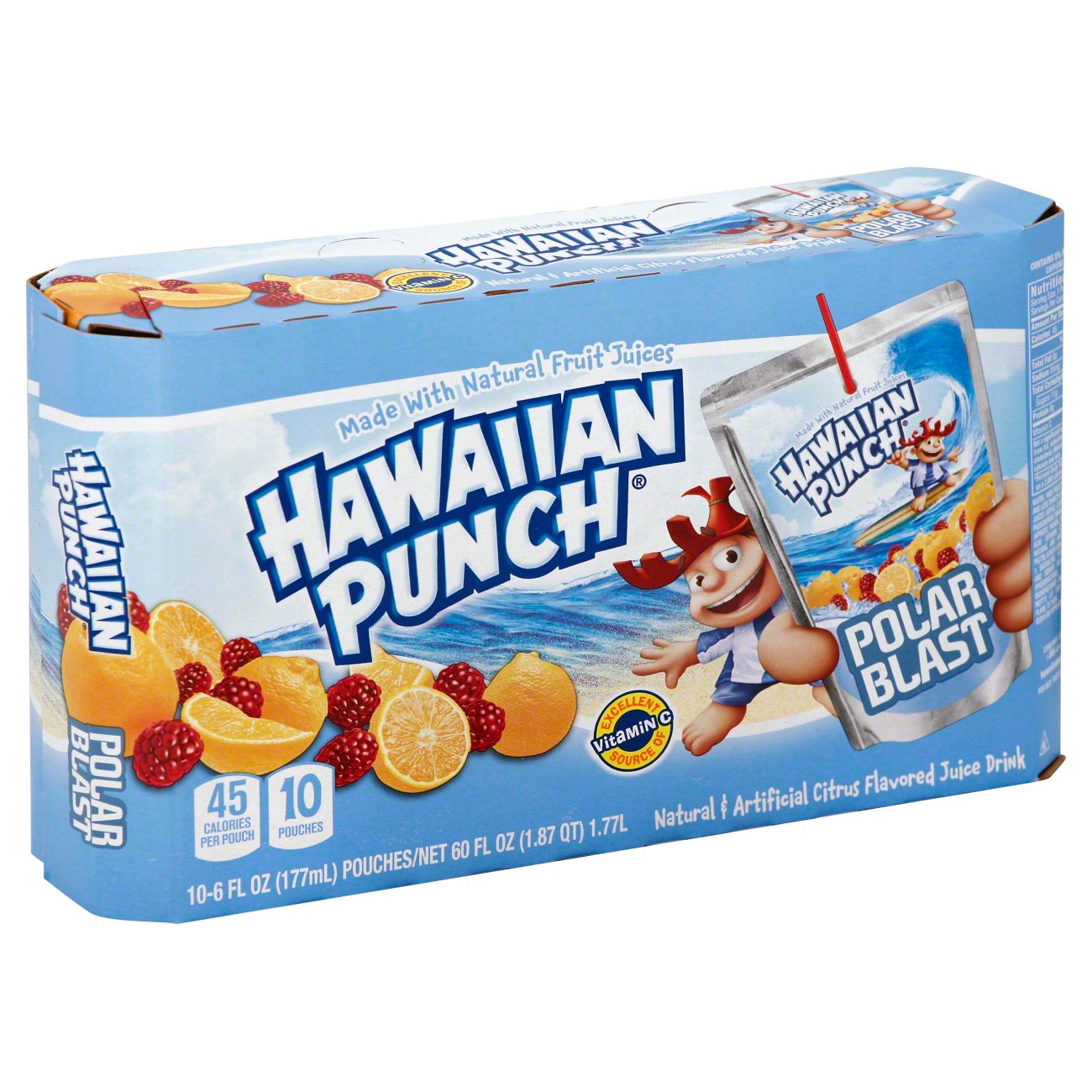 Hawaiian Punch Polar Blast, 6 fl oz pouches, 10 pack, Fruit & Berry