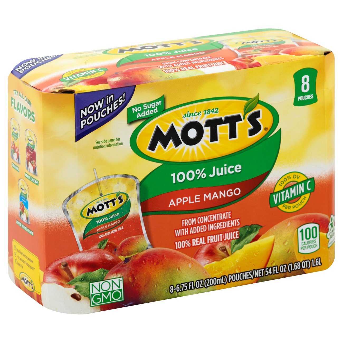 Mott's 100 Apple Mango Juice 6.75 oz Pouches Shop Juice at HEB