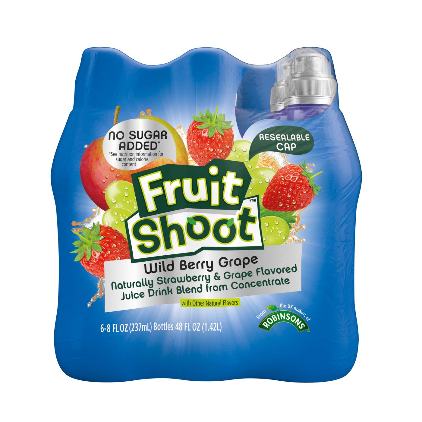 Robinsons No Sugar Added Wild Berry Grape Fruit Shoot Drink 8 oz Bottles; image 1 of 2