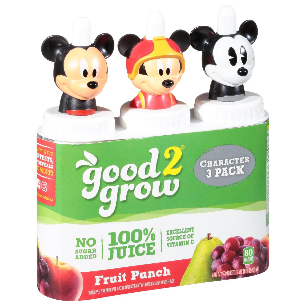 good2grow 100 Fruit Punch Juice, 6 oz Bottles, Character Tops Will