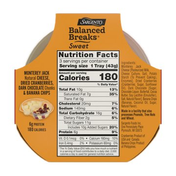 SARGENTO Balanced Breaks Snack Trays - Monterey Jack, Dried Cranberries, Dark Chocolate Chunks & Banana Chips