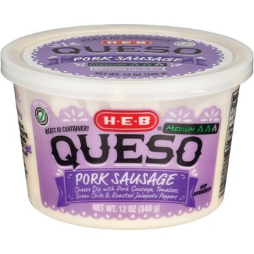 H-E-B Pork Sausage Queso Dip - Medium Spicy, 12 oz