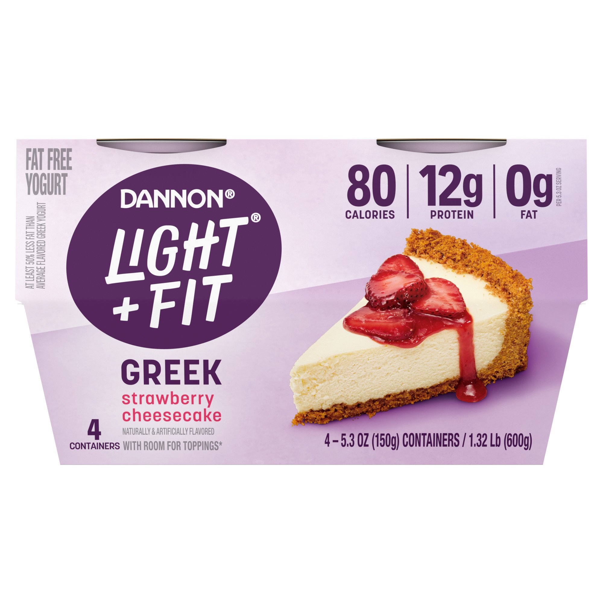 Light + Fit Greek Nonfat 4 pk Yogurt Strawberry Cheesecake Shop