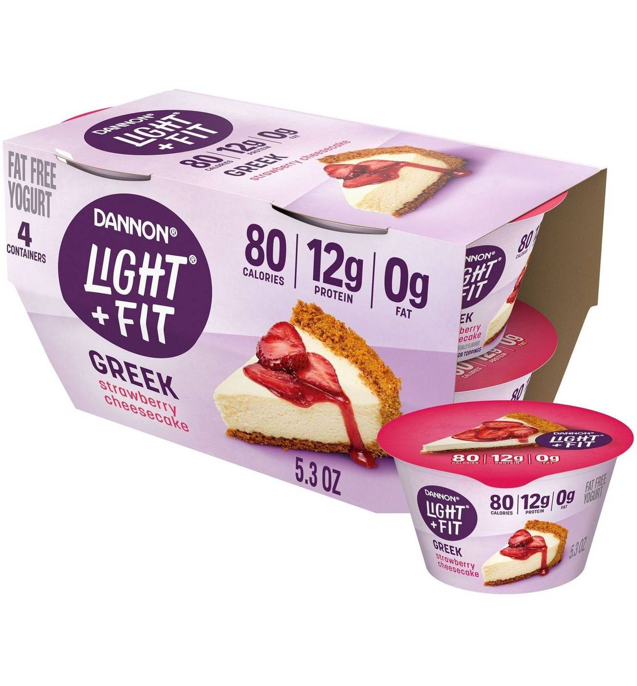 Light + Fit Greek Nonfat 4 pk Yogurt - Strawberry Cheesecake; image 1 of 10