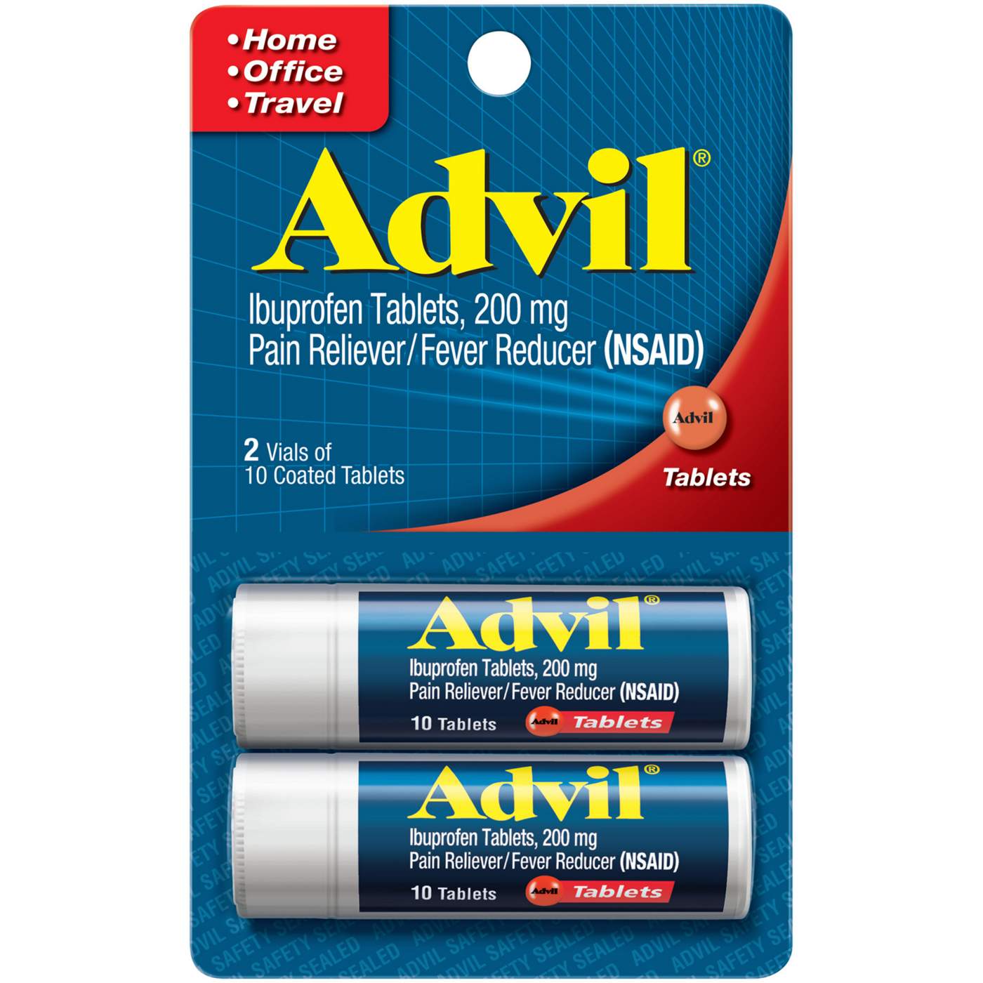 Advil Travel Size Ibuprofen 200 mg Coated Tablets Pocket Pack; image 1 of 10