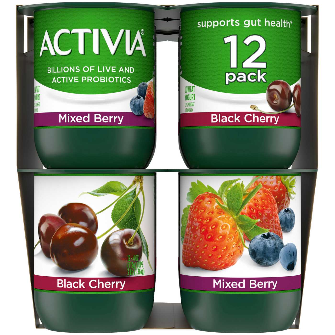 Activia Low Fat Probiotic Black Cherry & Mixed Berry Yogurt; image 5 of 5