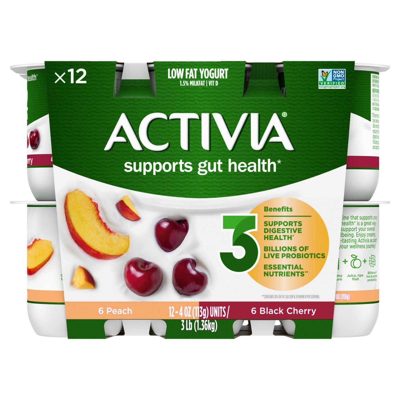 Activia Low Fat Probiotic Peach & Black Cherry Yogurt; image 1 of 9