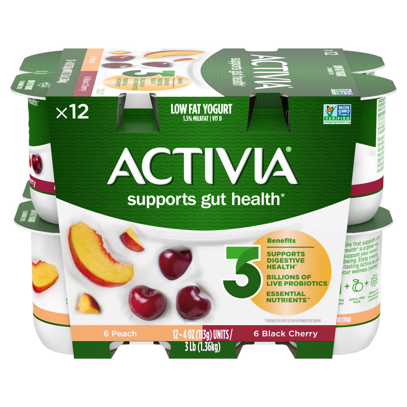 Activia Low Fat Probiotic Peach & Black Cherry Yogurt; image 2 of 9