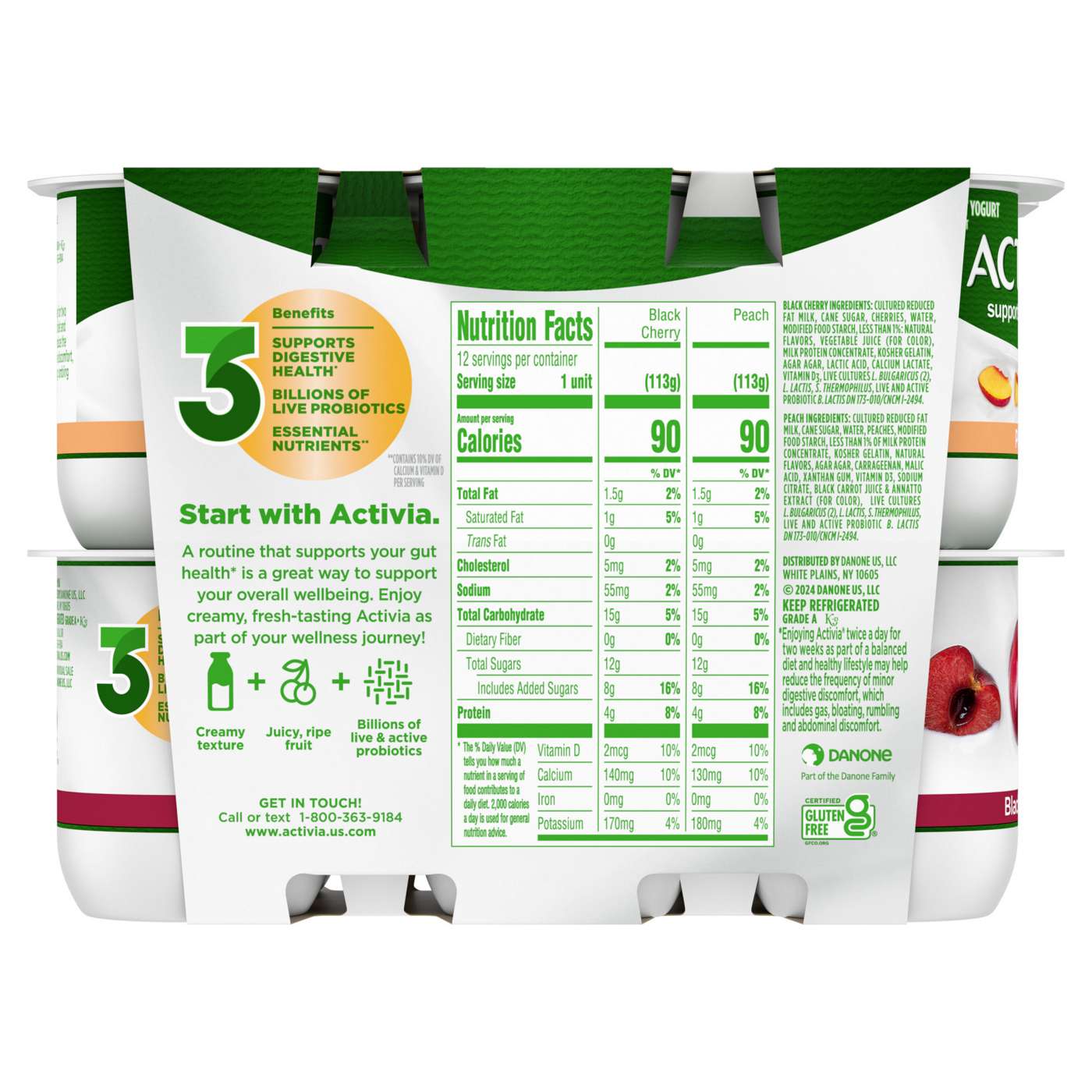 Activia Low Fat Probiotic Peach & Black Cherry Yogurt; image 6 of 9