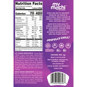 My/Mochi Strawberry Mochi Ice Cream, 6 ct