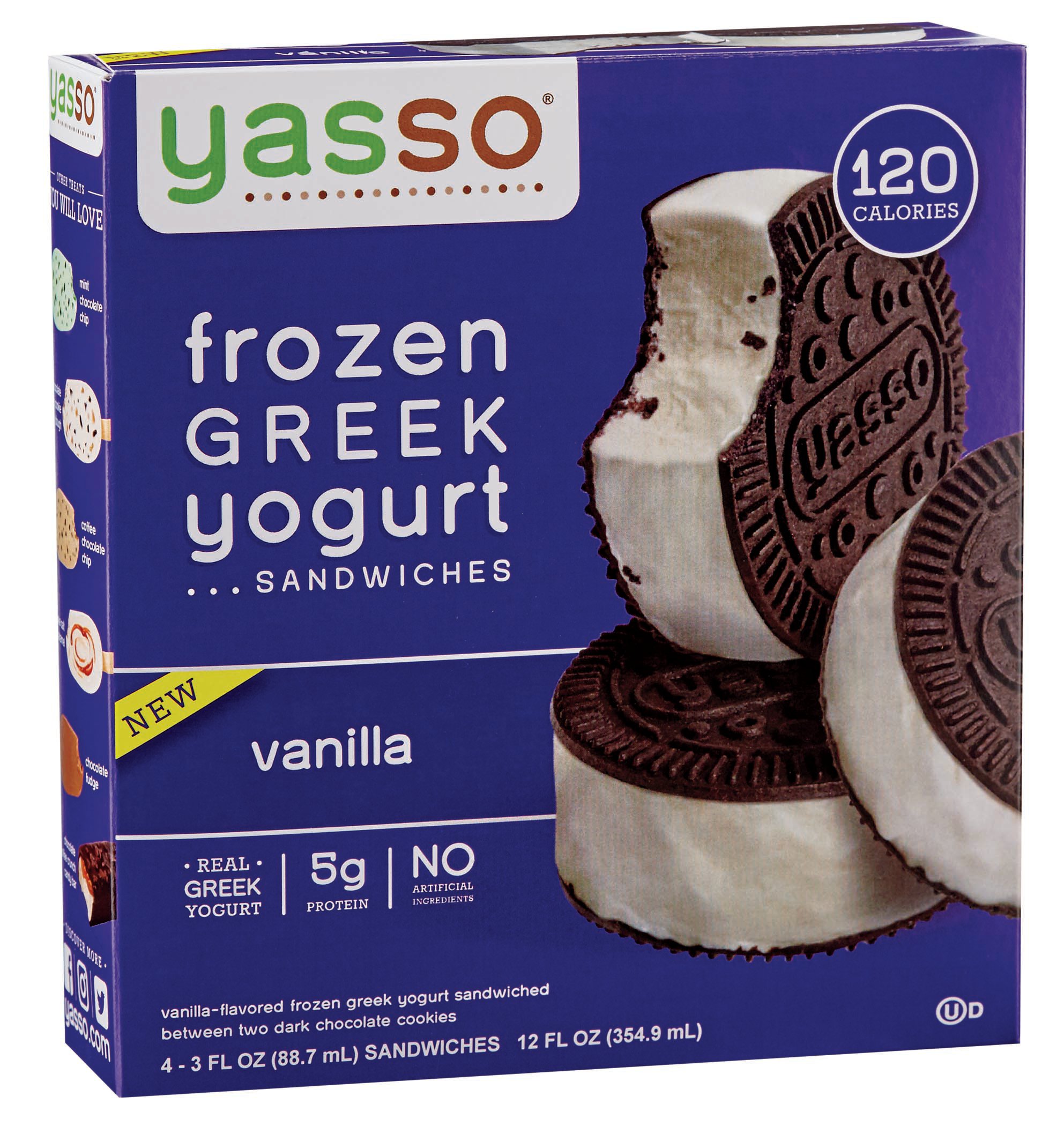 Yasso Frozen Greek Yogurt Vanilla Sandwiches Shop Cones And Sandwiches At H E B 