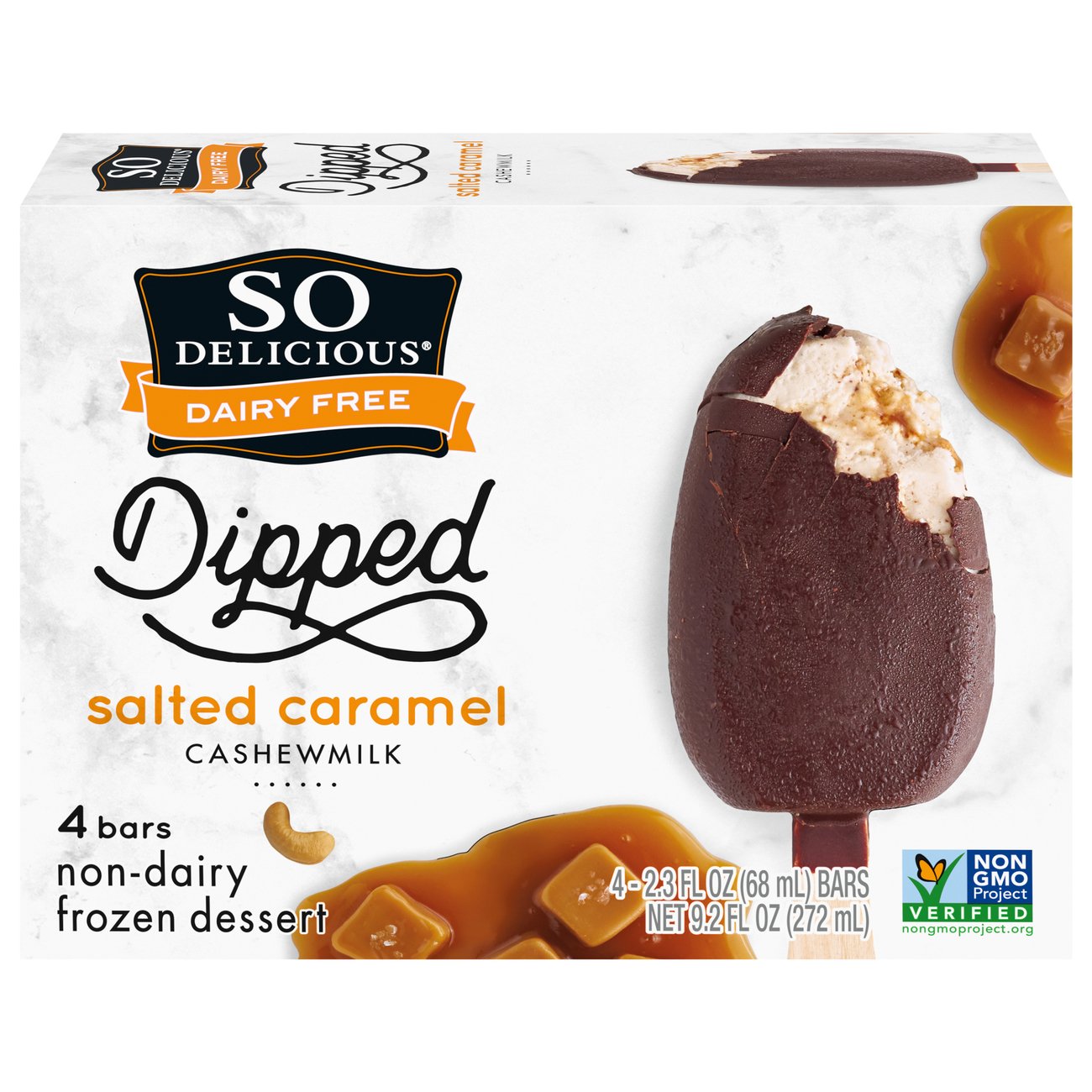 So Delicious Cashew Milk Dipped Salted Caramel Bars Shop Ice Cream At H E B