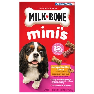 MilkBone Mini's Peanut Butter Flavor Dog Biscuits Variety Pack, 15 oz