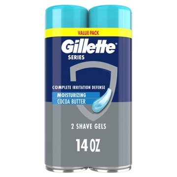 Gillette Series Moisturizing Shaving Gel for Men, with Cocoa Butter, Suitable for Sensitive Skin, 2 Pack