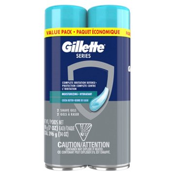 Gillette Series Moisturizing Shaving Gel for Men, with Cocoa Butter, Suitable for Sensitive Skin, 2 Pack