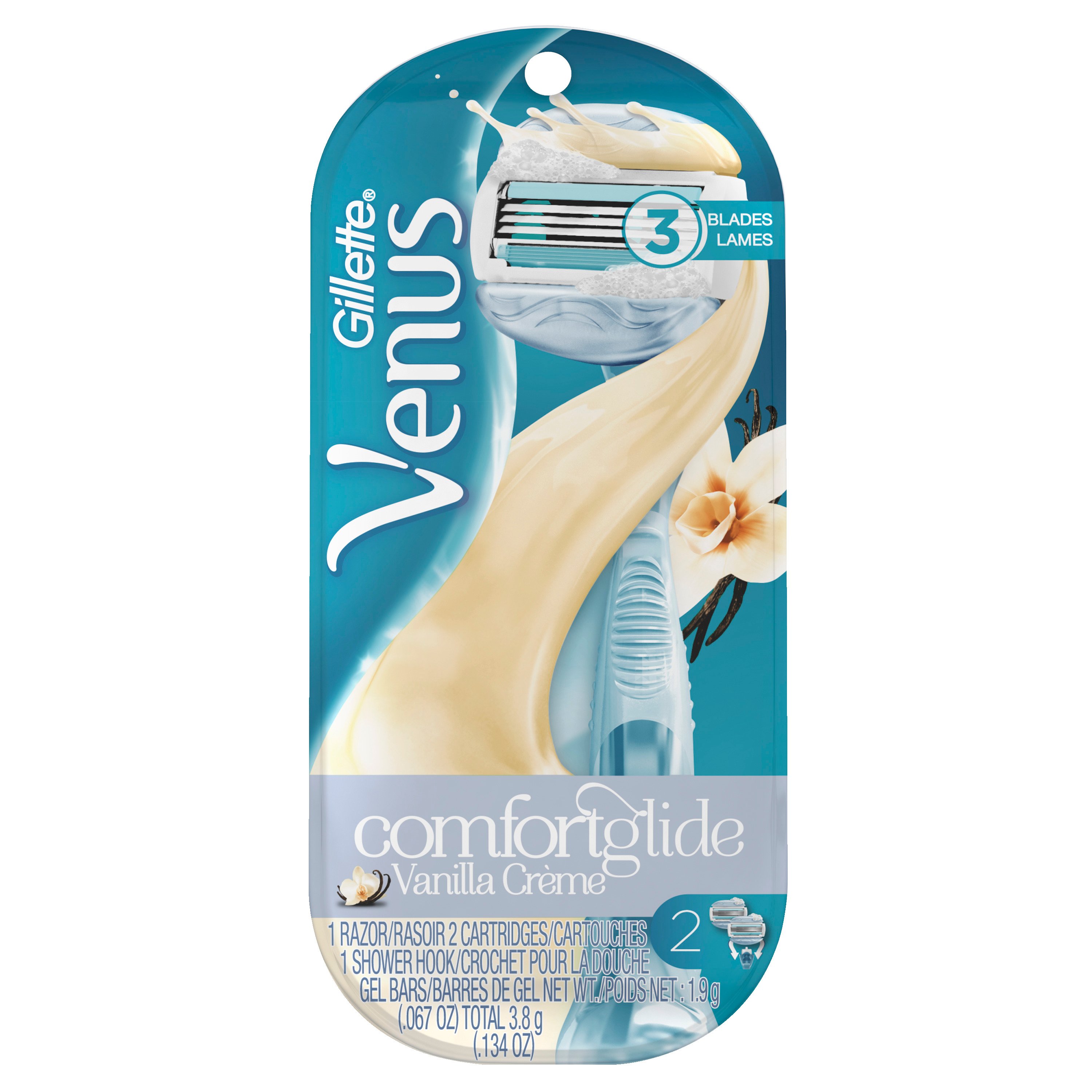 Gillette Venus ComfortGlide Vanilla Creme Women's Razor And 2 Refills ...