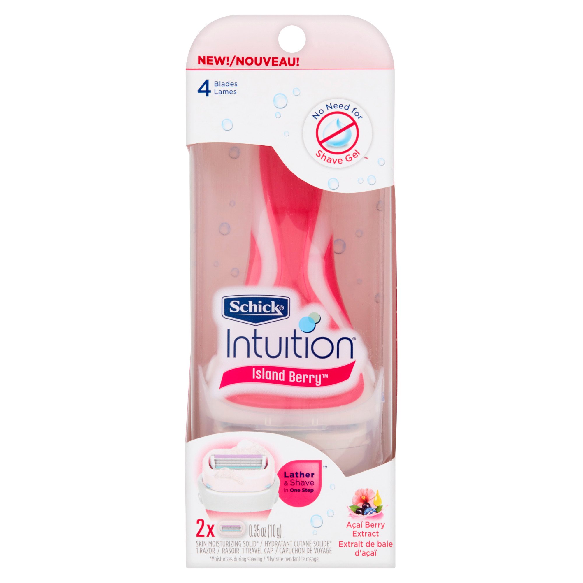 Schick Intuition Island Berry Women's Razor 1 Handle + 2 Refills