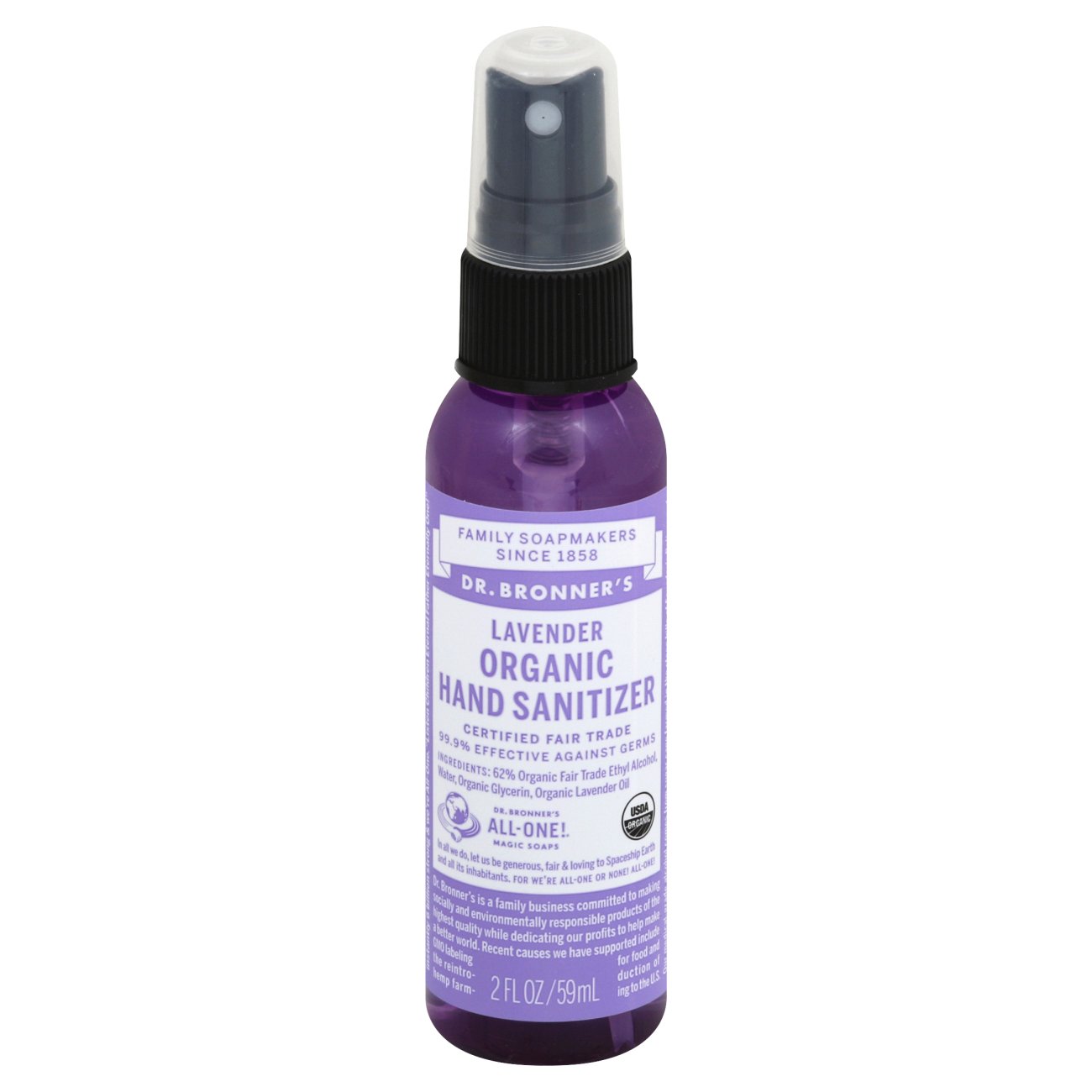 Dr. Bronner's Organic Hand Sanitizer Lavender Travel Size Shop