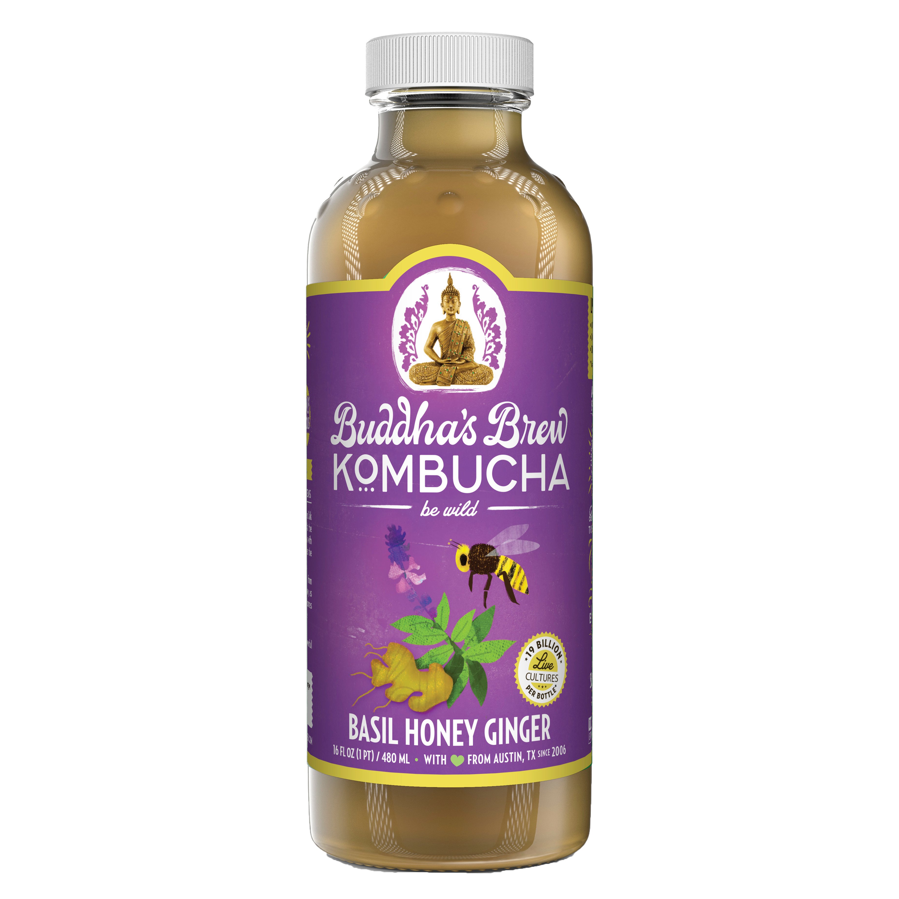 Buddha's Brew Basil Honey Ginger Kombucha Shop Tea at HEB