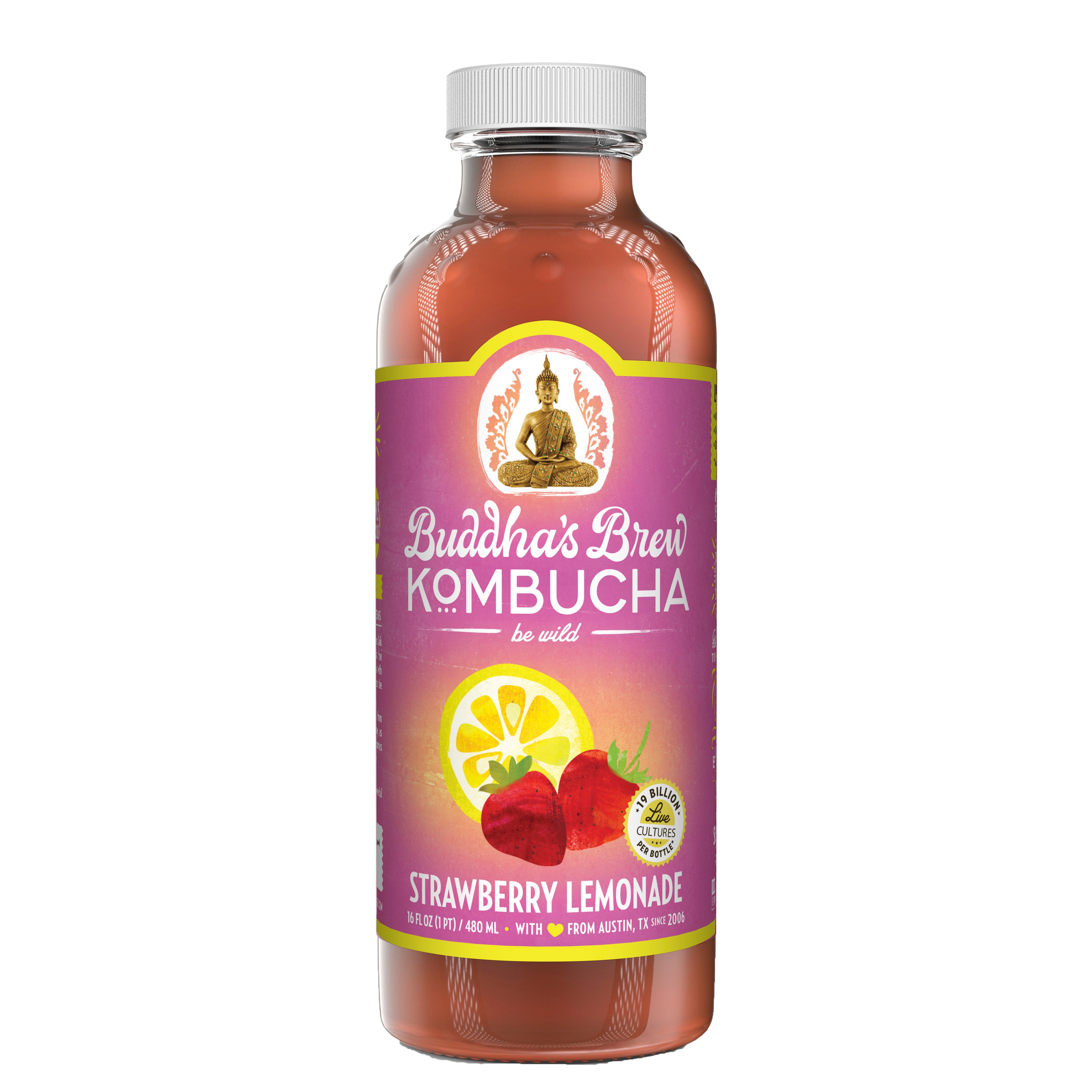 Buddha's Brew Strawberry Lemonade Kombucha, 16 oz