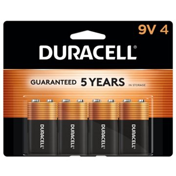 Duracell Coppertop Alkaline 9 Volt Batteries, 4 pk