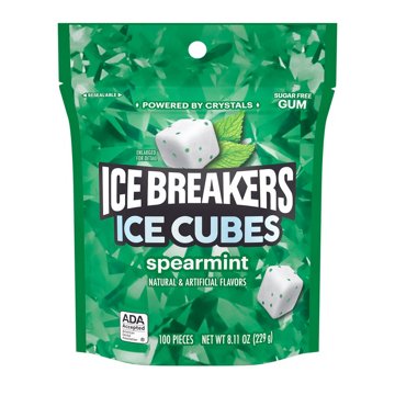 Ice Breakers Ice Cubes Spearmint Sugar Free Chewing Gum, 100 pc