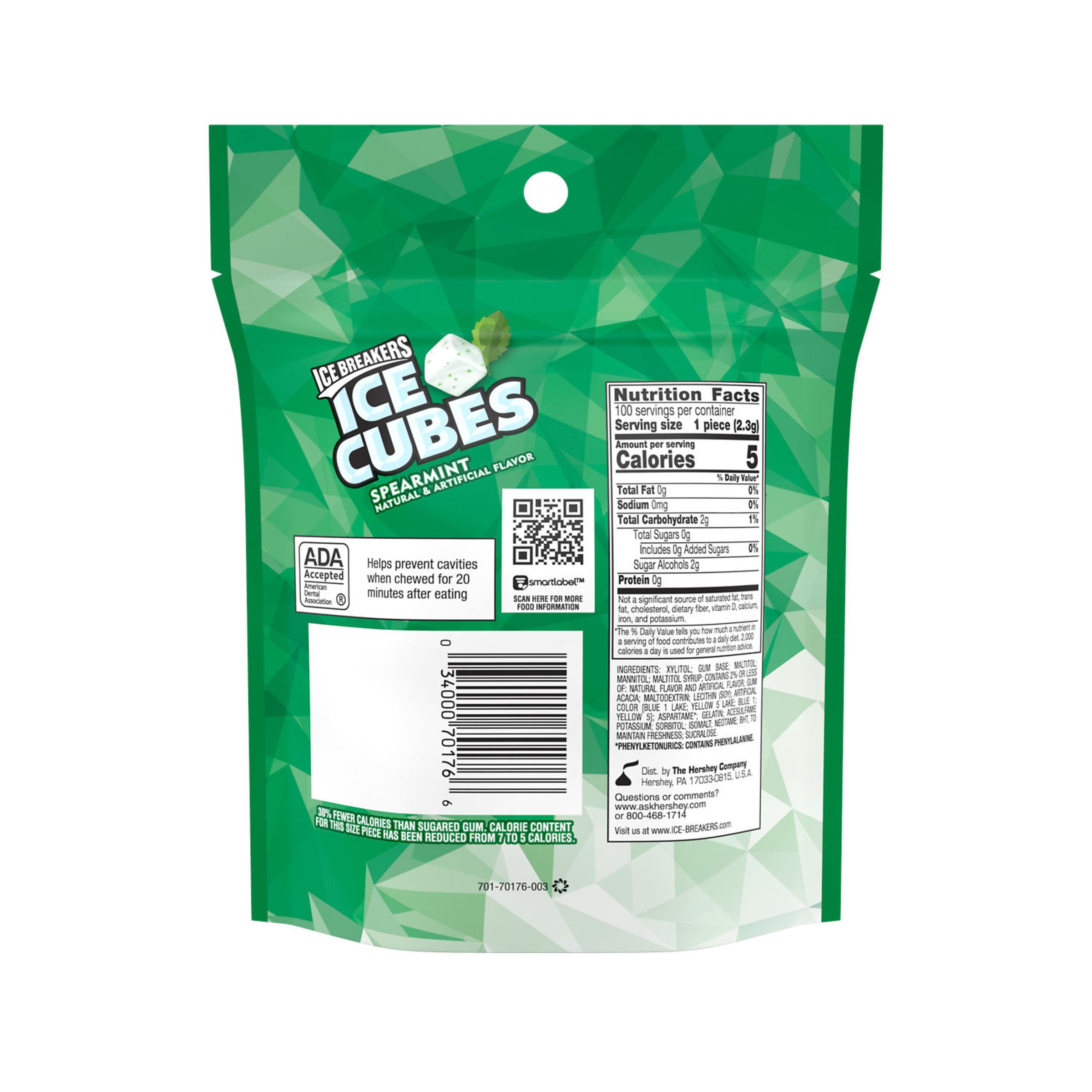 Ice Breakers Ice Cubes Sugar Free Chewing Gum Pouch - Spearmint - Shop ...