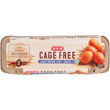 H-E-B Cage Free Omega-3 Grade AA Large Brown Eggs, 12 ct