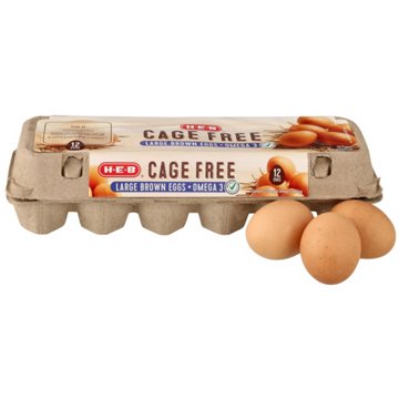 H-E-B Cage Free Omega-3 Grade AA Large Brown Eggs, 12 ct