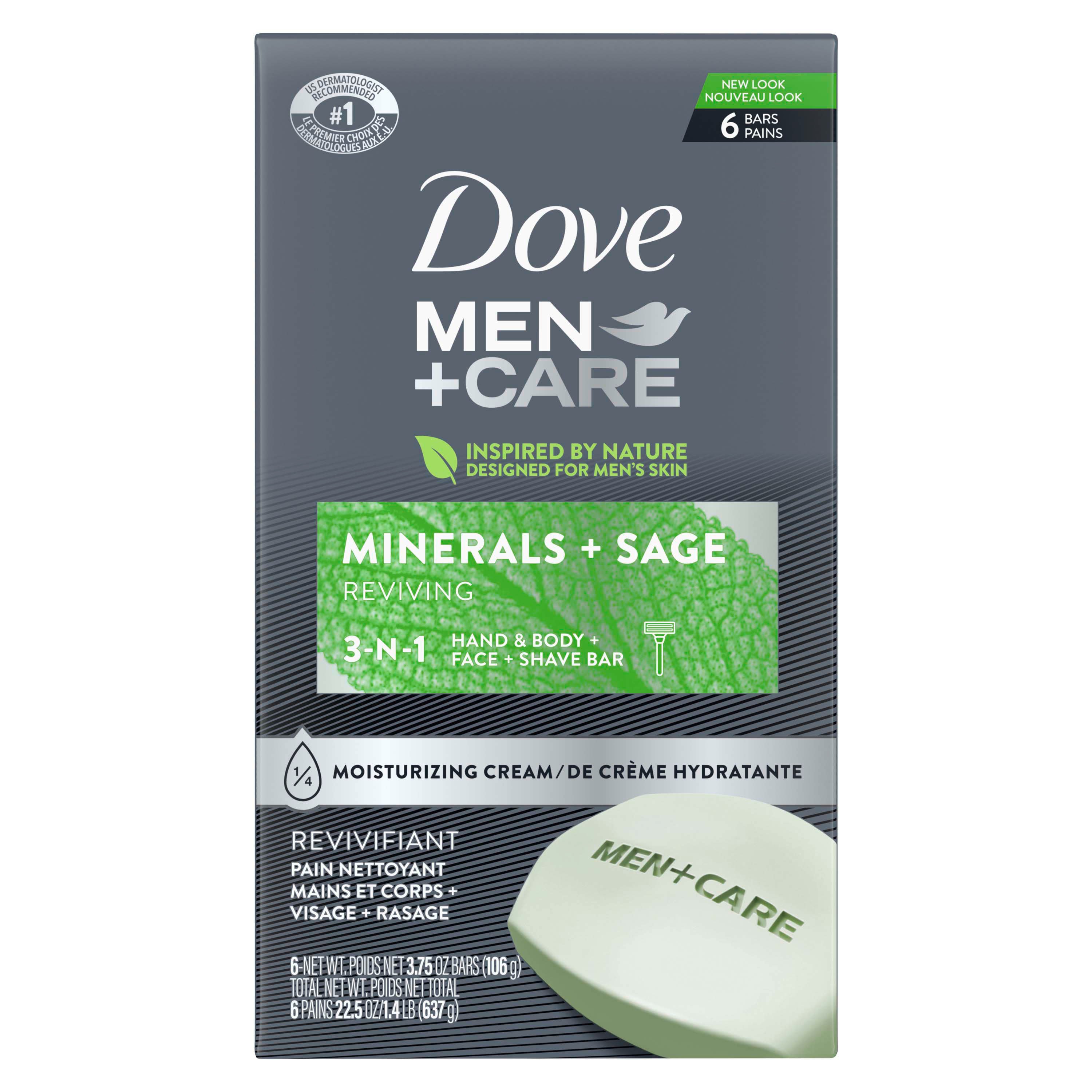 Dove Mencare Minerals Sage Body And Face Bar 6 Pk Shop Cleansers And Soaps At H E B