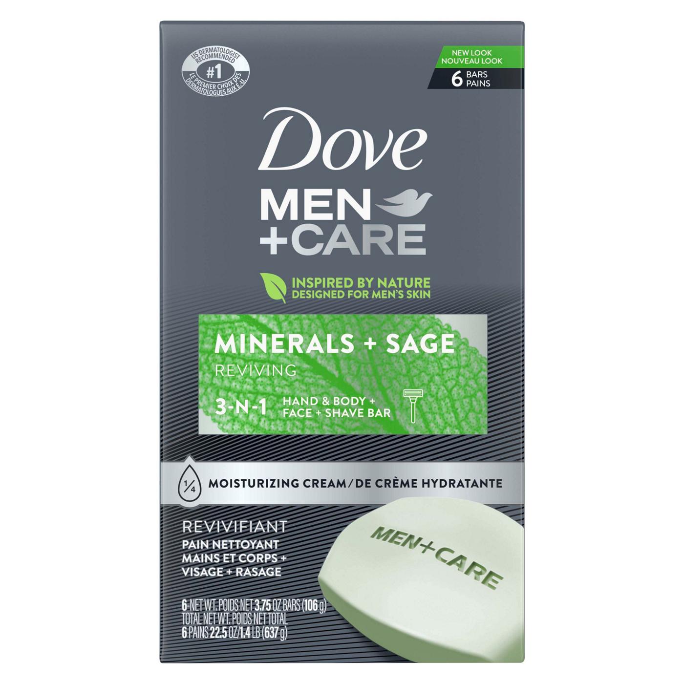 Dove Men+Care Care Minerals + Sage Body and Face Bar 6 pk; image 1 of 3