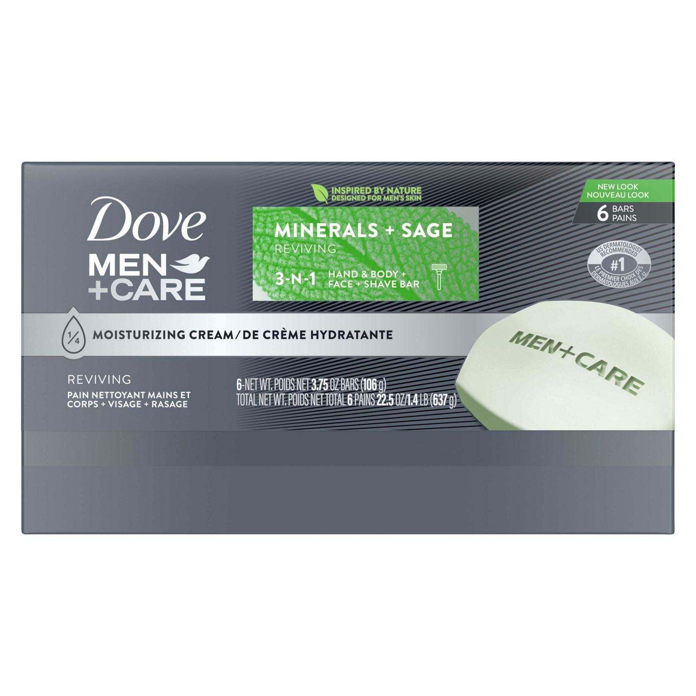 Dove Men+Care Care Minerals + Sage Body and Face Bar 6 pk; image 2 of 3