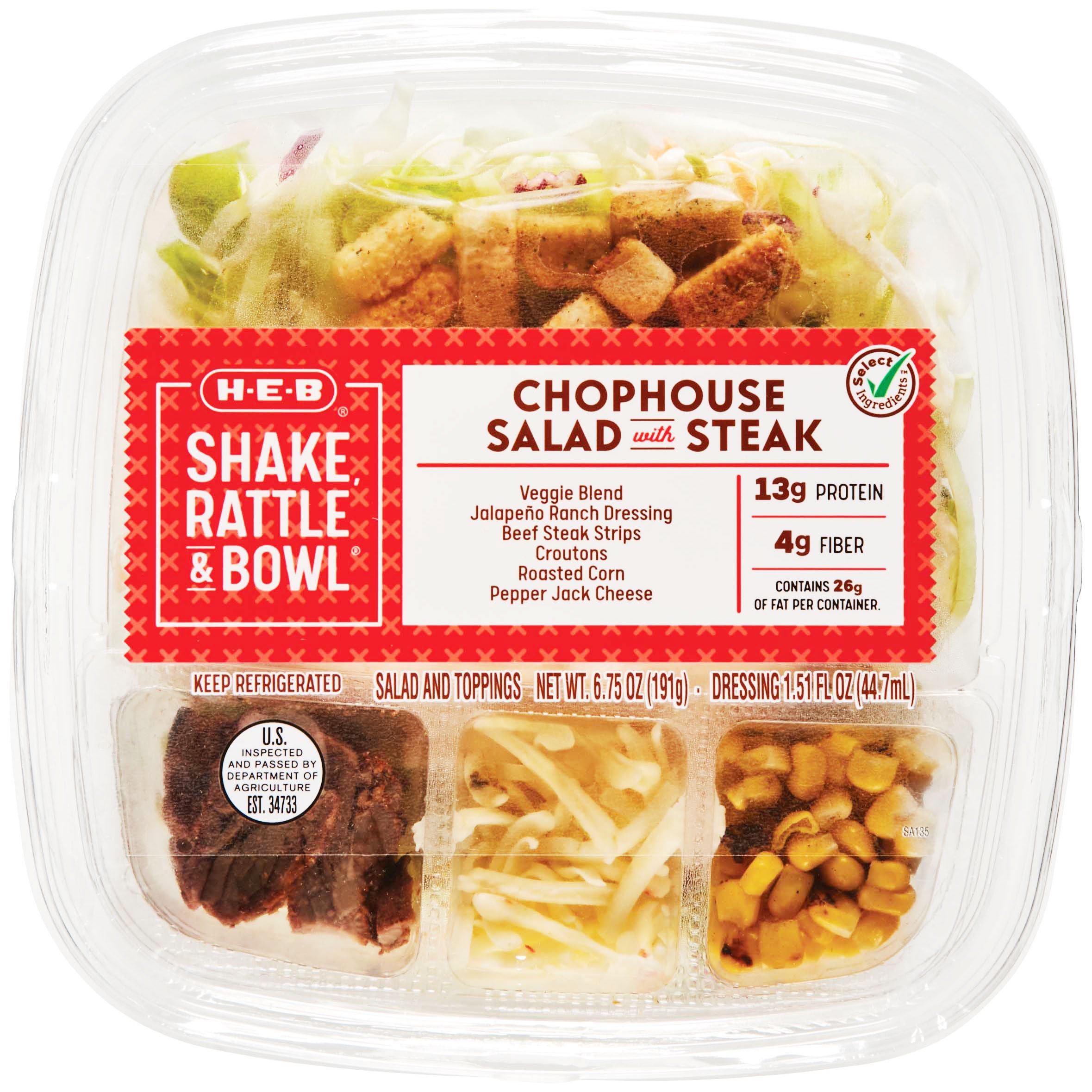 H E B Select Ingredients Shake Rattle Bowl Chophouse Salad With Steak Shop Salads At H E B