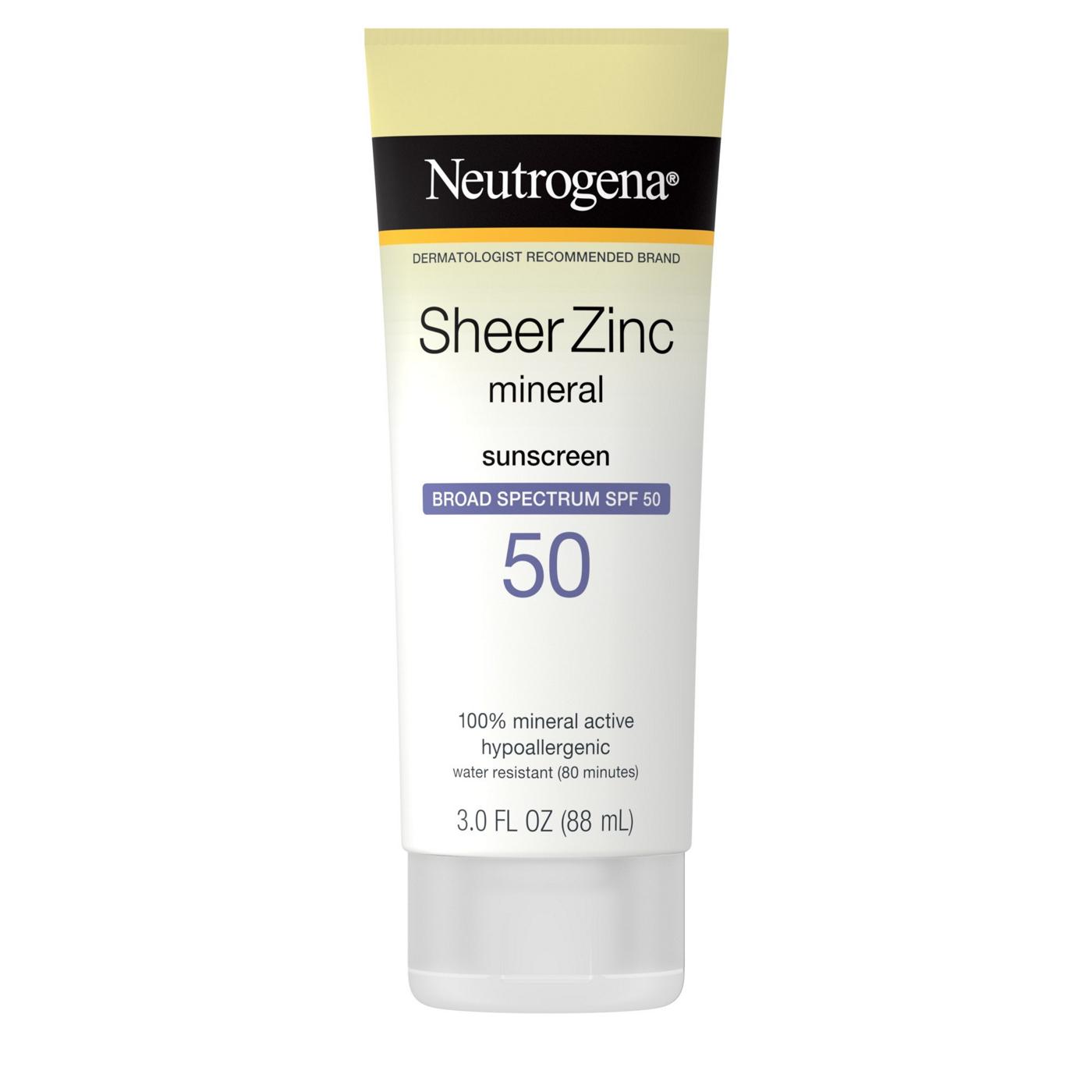 Neutrogena Sheer Zinc Mineral Sunscreen - SPF 50; image 1 of 8