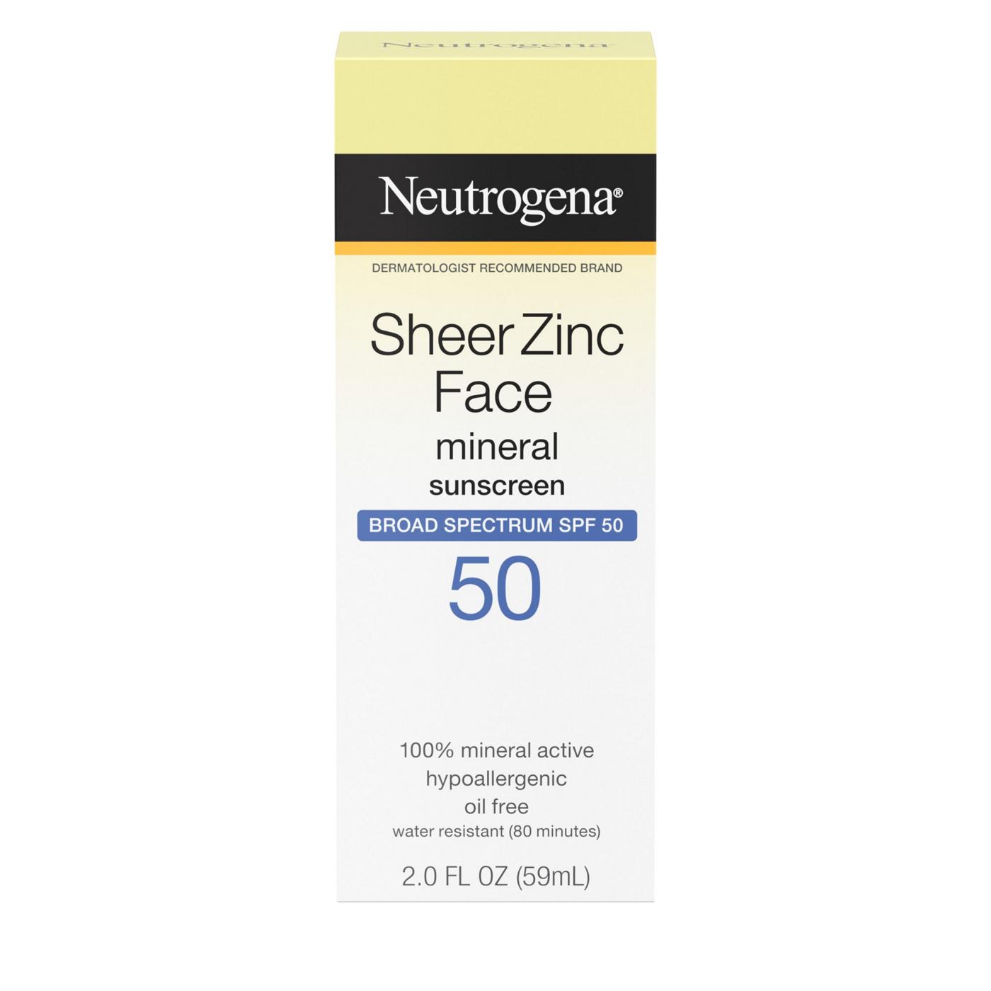 Neutrogena Sheer Zinc Face Mineral Sunscreen - SPF 50; image 1 of 8
